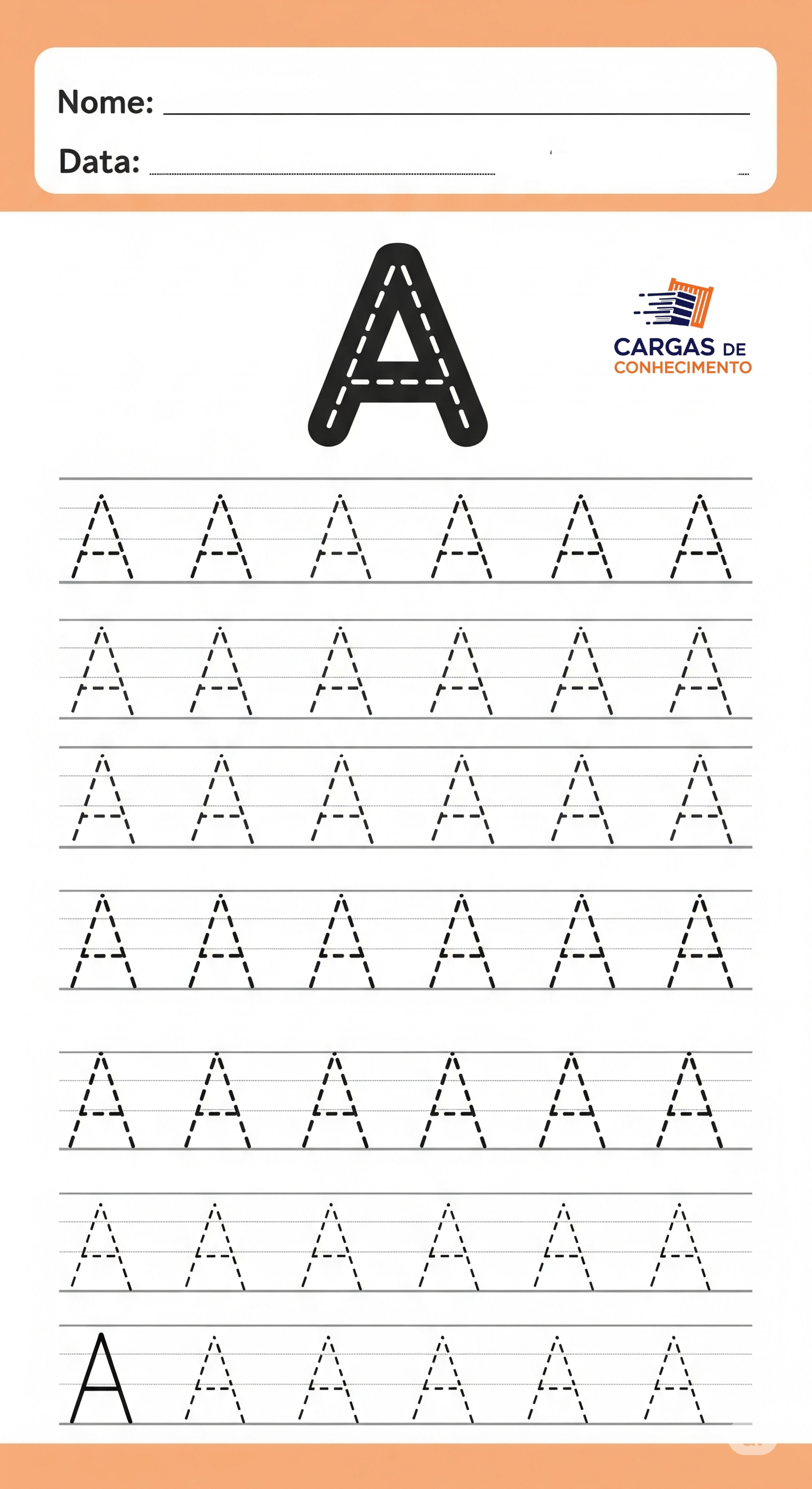 Atividade Letra A – BASTÃO – Cobrir – Educação Infantil